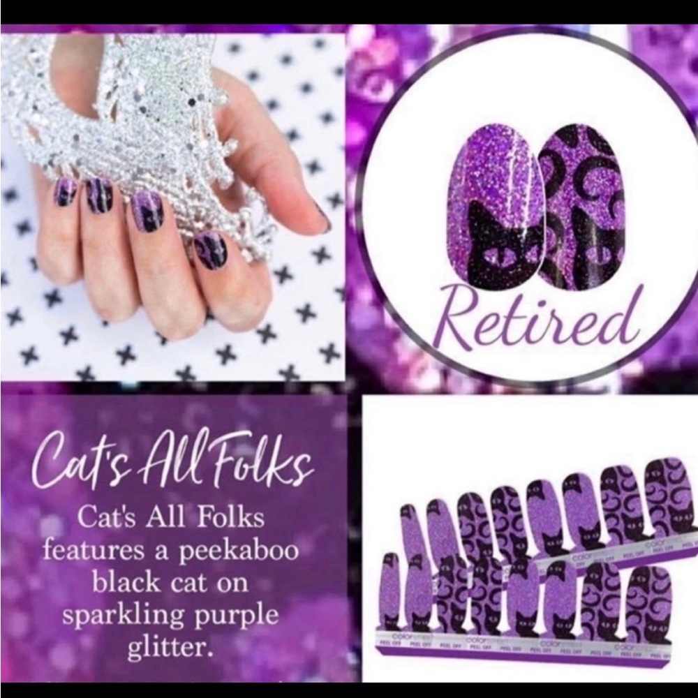 NWT Color Street Cat's All Folks Purple Glitter Nail Wraps